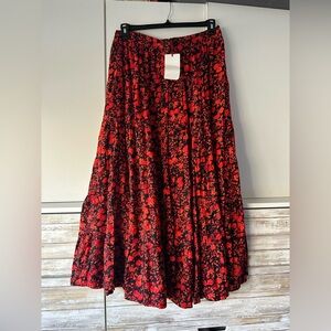 Joe Browns Vibrant Red and Black Floral Maxi Skirt
